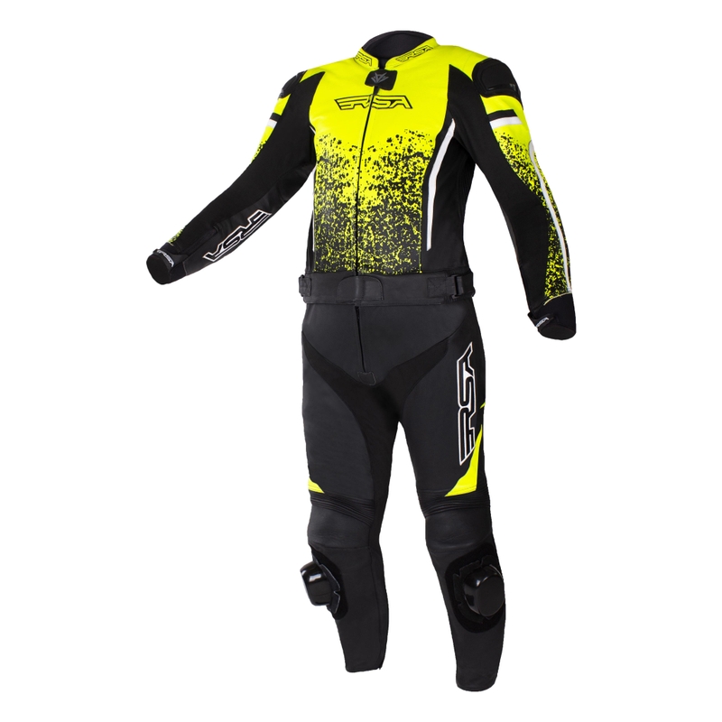 Kombinéza na motocykel RSA GT2 čierno-bielo-fluo žltá výpredaj