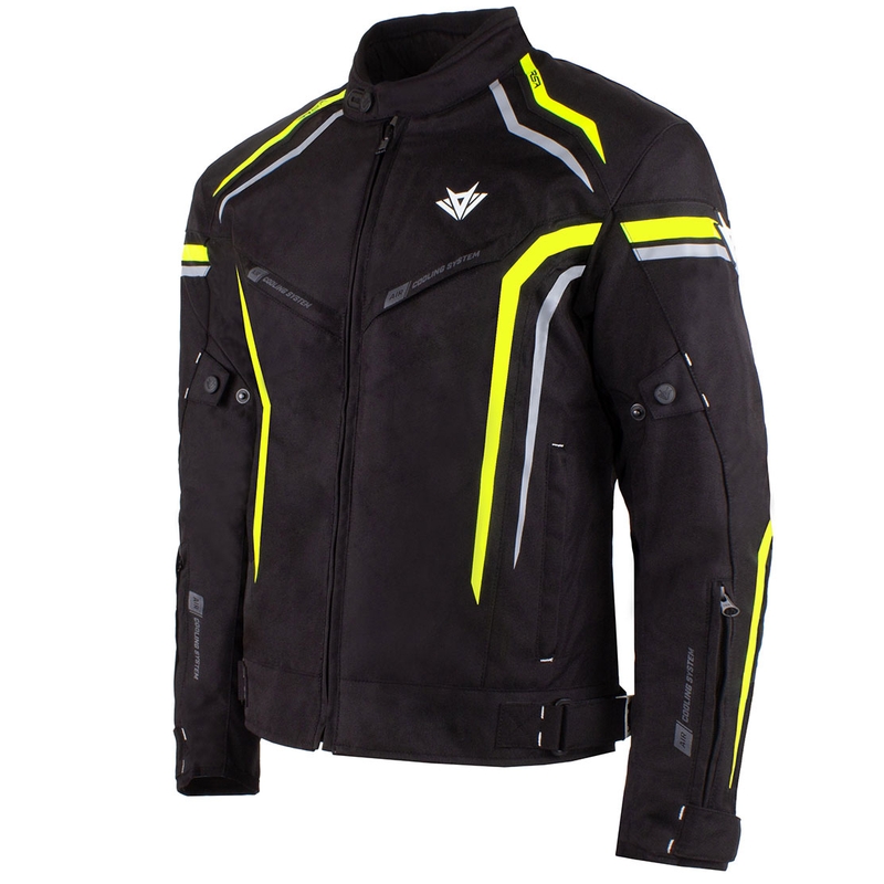 Bunda na motocykel RSA Compact 2 čierno-šedo-fluo žltá - II. akosť