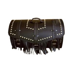 Kožená taška so zámkom RSA K182 čierna so strapcami 57 l