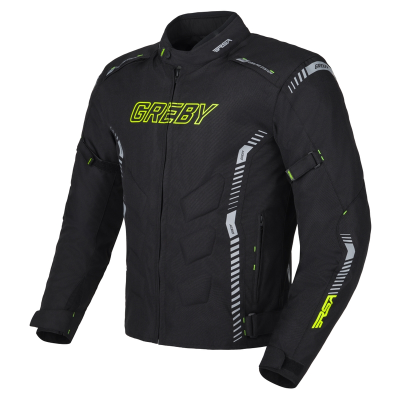Bunda na motocykel RSA Greby 2 čierno-šedo-fluo žltá výpredaj