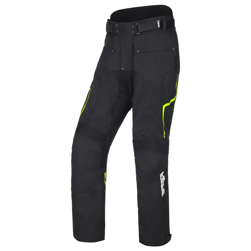 Nohavice na motocykel RSA Bolt čierno-bielo-fluo žlté