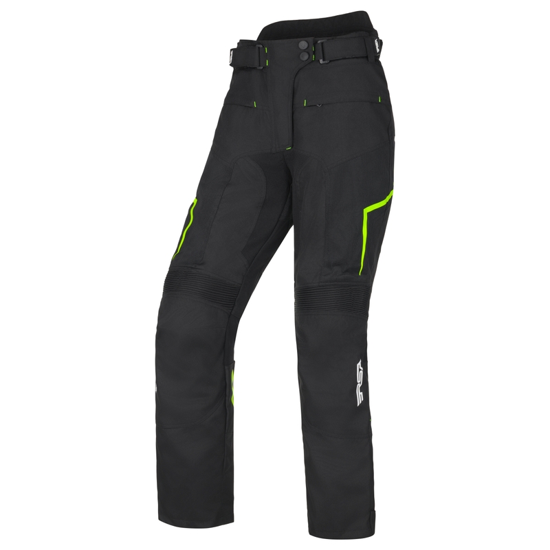 Dámske nohavice na motocykel RSA Bolt čierno-bielo-fluo žlté