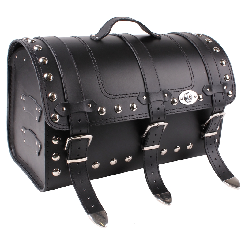 Kožený moto kufor na motorku Chopper RSA-131b so zámkom