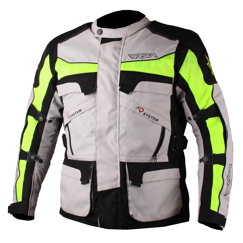 Bunda na motorku RSA Grande šedo-čierno-fluo žltá výpredaj vypredaj