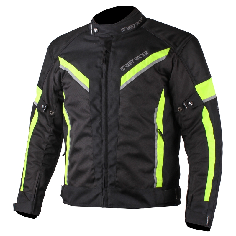 Skrátená bunda na motorku Street Racer Prestige čierno-fluo žltá výpredaj vypredaj