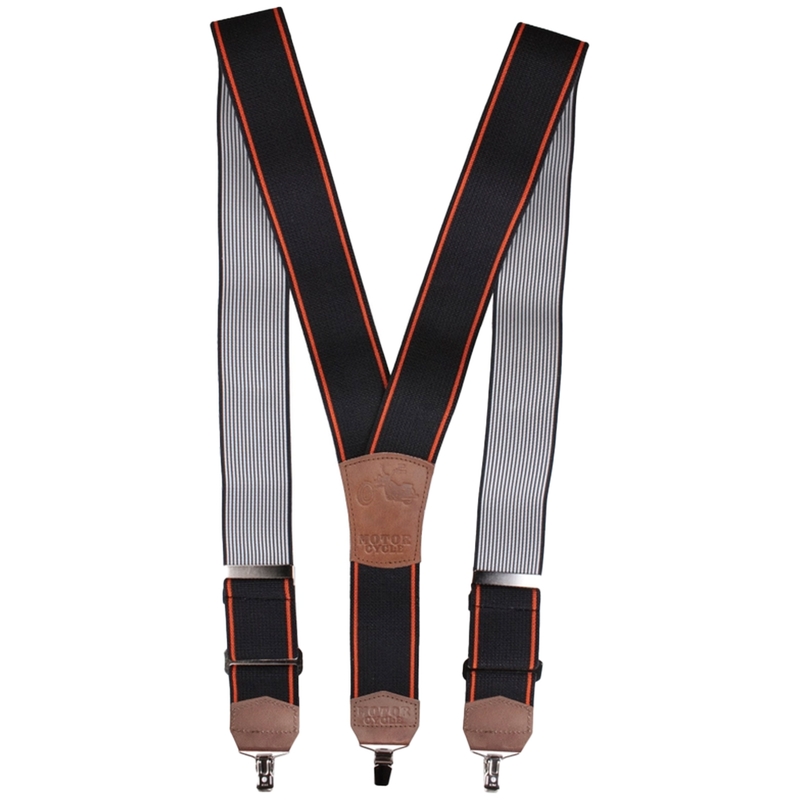 Traky s motívom Motorcycle bez nitov čierno-oranžové