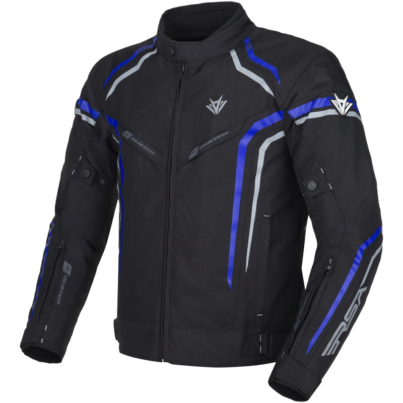 Bunda na motocykel RSA Compact 2 čierno-šedo-modrá