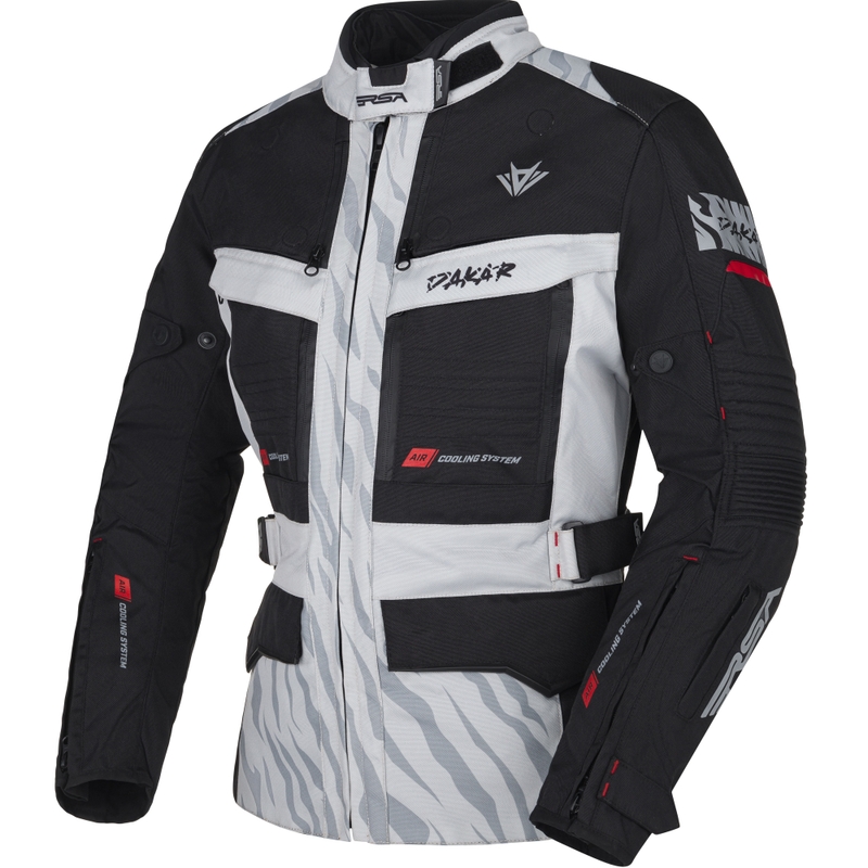 Dámska bunda na motocykel RSA Dakar 2 čierno-šedo-červená
