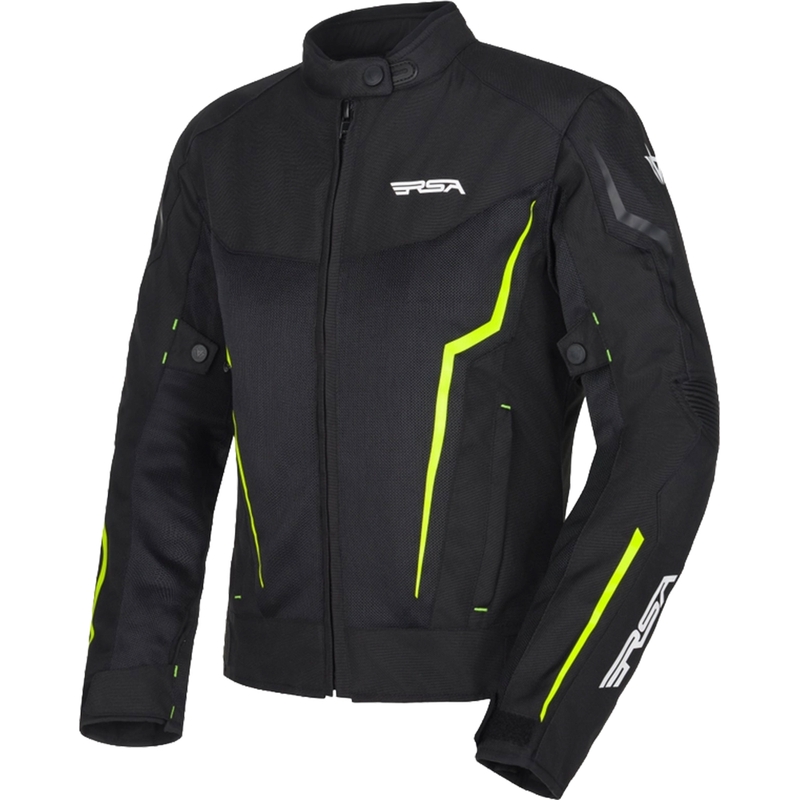 Dámska bunda na motocykel RSA Bolt čierno-bielo-fluo žltá