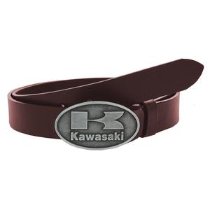 Kožený moto opasok so sponou Kawasaki hnedý