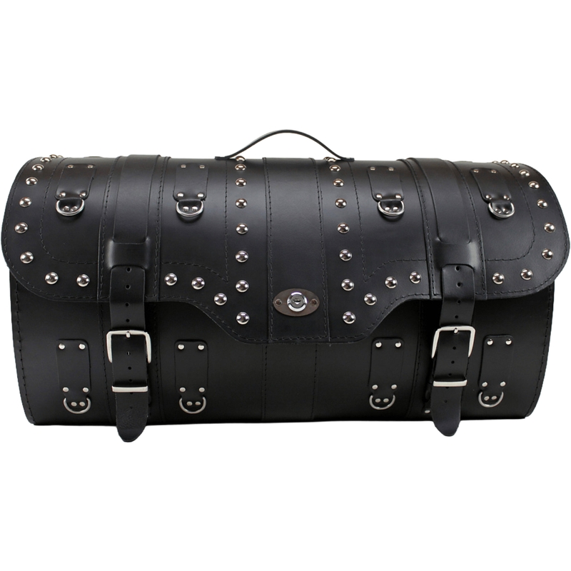 Kožený kufr na motorku se zámkem a nýty RSA K160 černý