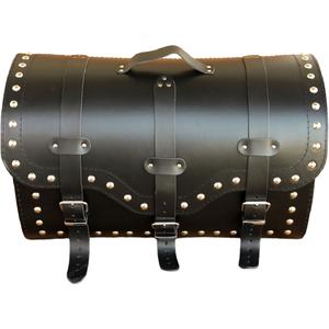 Kožený kufr na motorku se zámkem a nýty RSA K155 černý