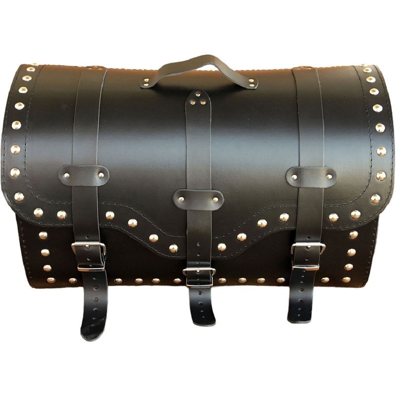 Kožený kufr na motorku se zámkem a nýty RSA K155 černý